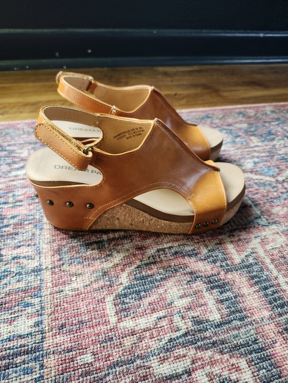 Dream Pairs Cognac Brown Cork Platform Wedge Sandals New 7.5